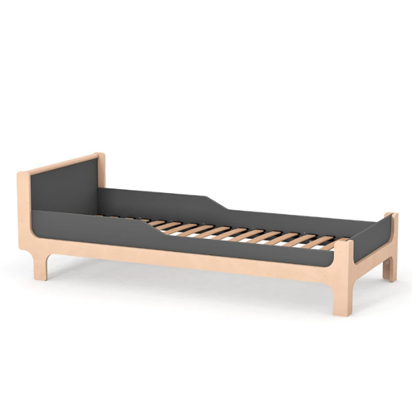 Jednolůžková postel Markito Gekko 190x80. Tmavě šedá / Přírodní buk